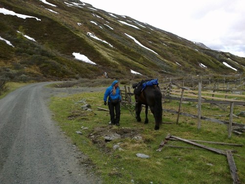 Tonje og Frøya på vei ned fra Ryphusan mot Oppdal.